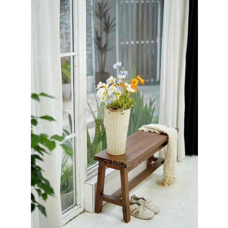 Ghế băng dài bằng gỗ tự nhiên dài 80cm, 1m, 1m2  để ban công, hành lang đi giày