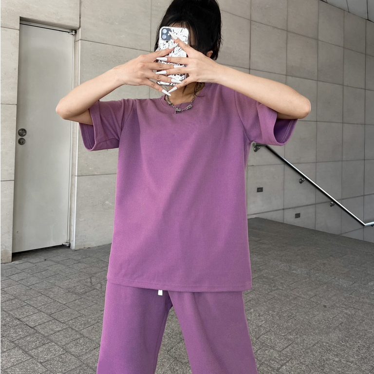 Bộ thời trang THUN COTTON TỔ ONG mát mẻ áo tay ngắn, quần Jogger - Đồ bộ Châu Sa cao cấp