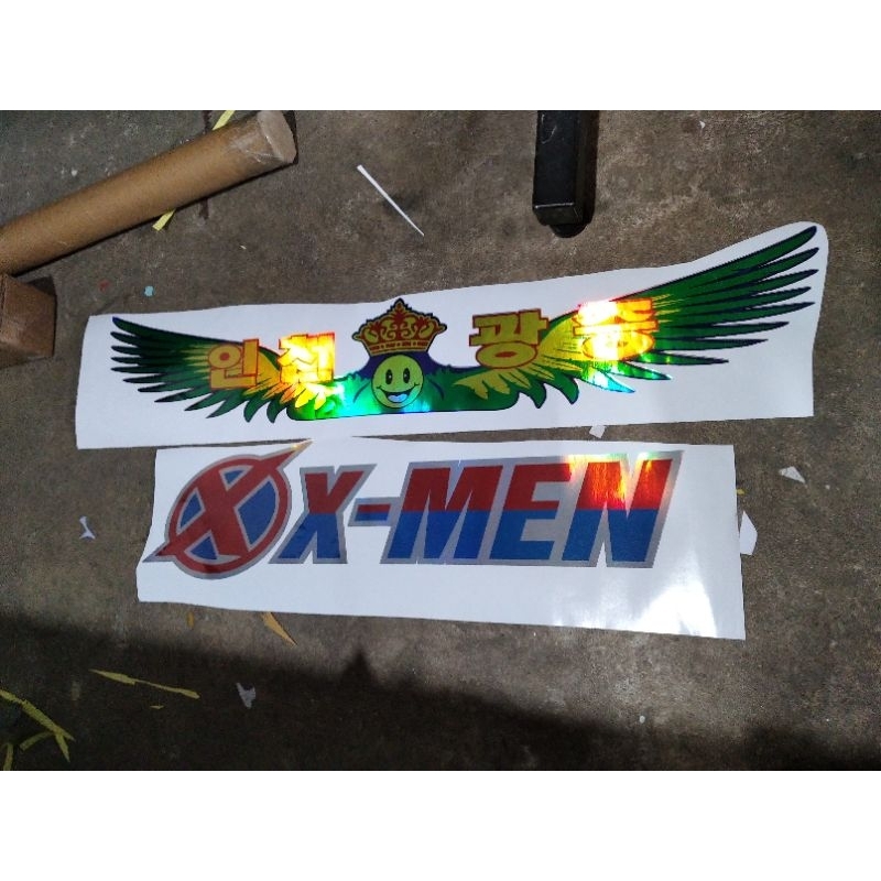 Tem decal chữ Xmen phản quang dán xe và Tem chữ Hàn cánh chim phản quang dán xe