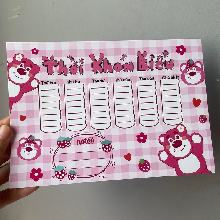 Thời khóa biểu hình Gấu Lotso siêu xinh - Ry Store Takenotes