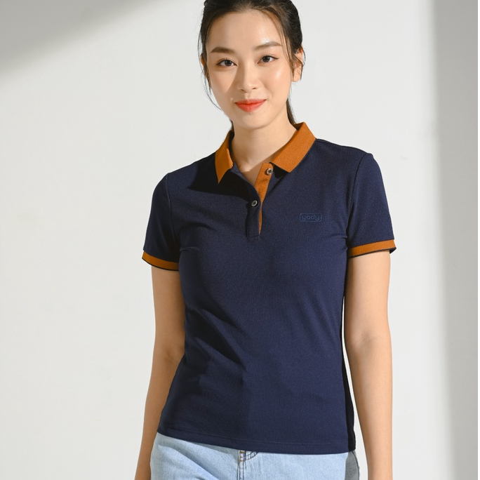 Áo polo YODY nữ chất liệu cafe phối nẹp kiểu dáng đơn giản trẻ trung chất liệu cao cấp APN3700