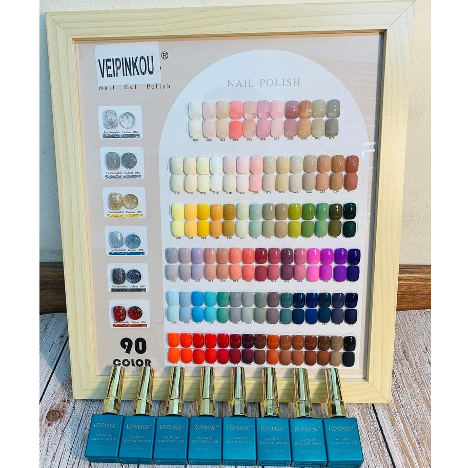 Set Sơn Gel 90 Màu - VEIPINKOU- tặng kèm bảng màu và cặp base top