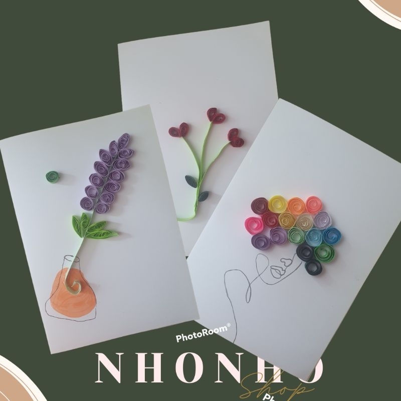 Thiệp sinh nhật, thiệp ghi chú trang trí quilling handmade -nhonhoshop