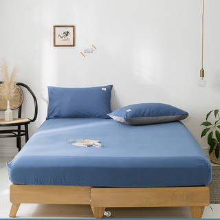 Bộ ga gối cotton tici ga trải giường và 2 vỏ gối ETAMI màu xanh biển miễn phí bo chun cho drap giường ga trải giường