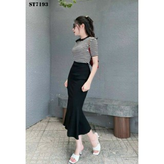 Chân Váy Đuôi Cá Chất Tăm xoè lên Phom hack Dáng,chất vải co giãn dáng Midi xòe