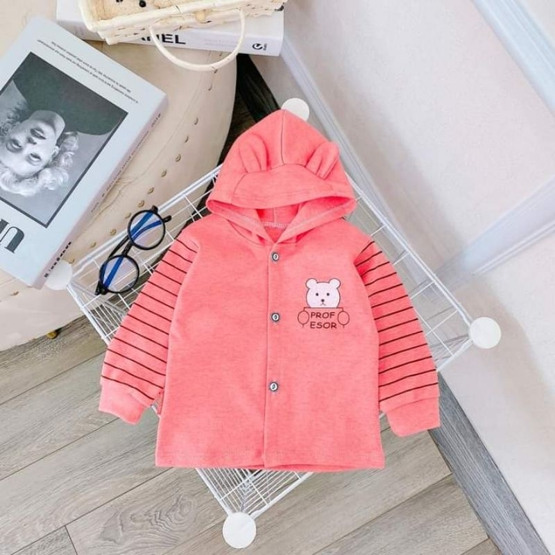 Áo khoác cotton nỉ có mũ, tại thỏ  cho bé trai, gái , áo thu đông cho bé 4/14kg