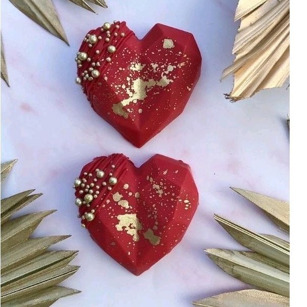 Khuôn silicon chống dính trái tim kim cương to đổ thạch làm bánh chịu nhiệt cao socola puding