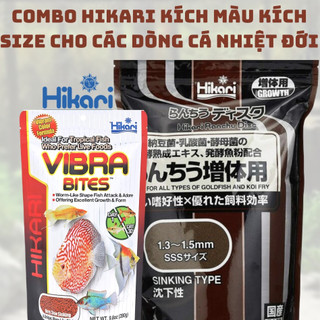 Hikari Nâu Ranchu Disc Growth 900g& Vibra Bites 280g - cám cá cảnh Nhật Bản cao cấp tăng kích thước, màu s