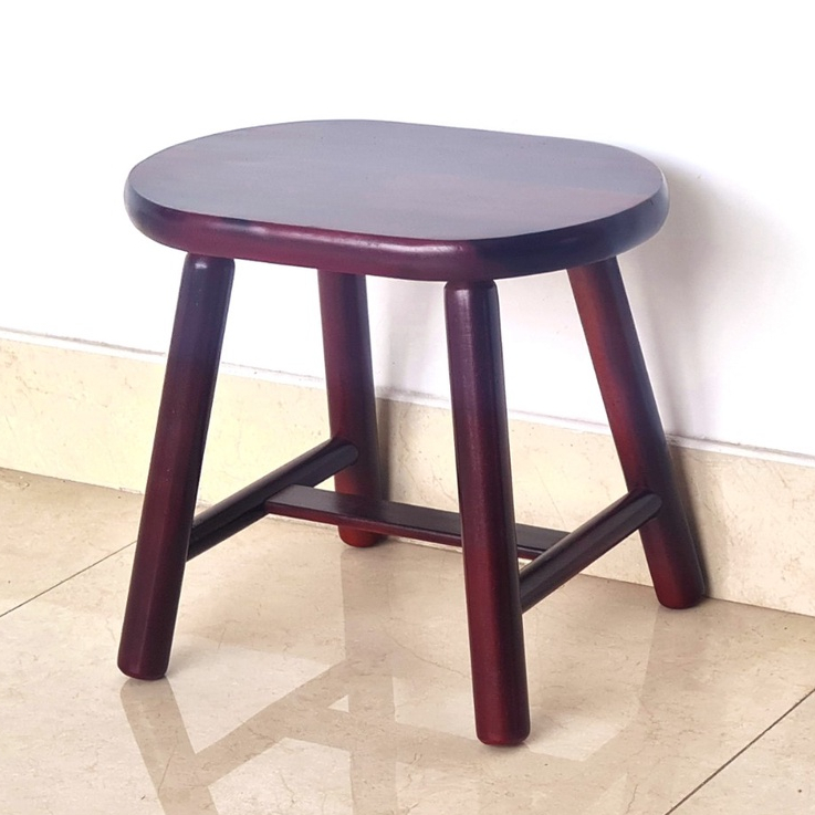 Ghế Đôn Gỗ Mặt Ovan Cao 35cm Chân Tròn Xinh Xắn - Hàng VN Xuất Khẩu