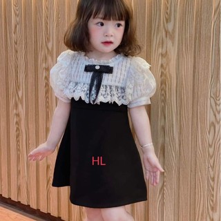 Váy bé gái, đầm đũi phối ren cho bé từ 6_30kg.