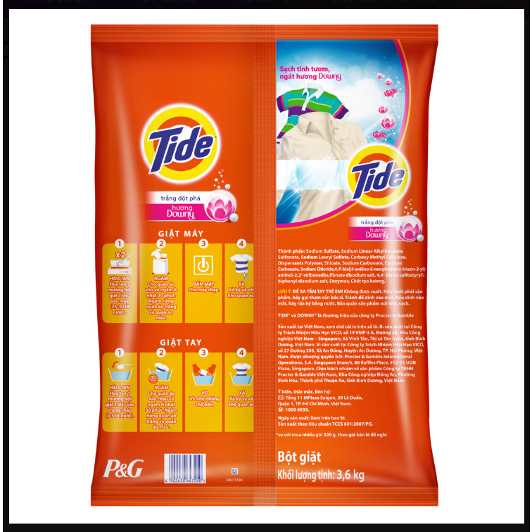 Bột giặt Tide Hương Downy Túi 3.6kg/3.8kg