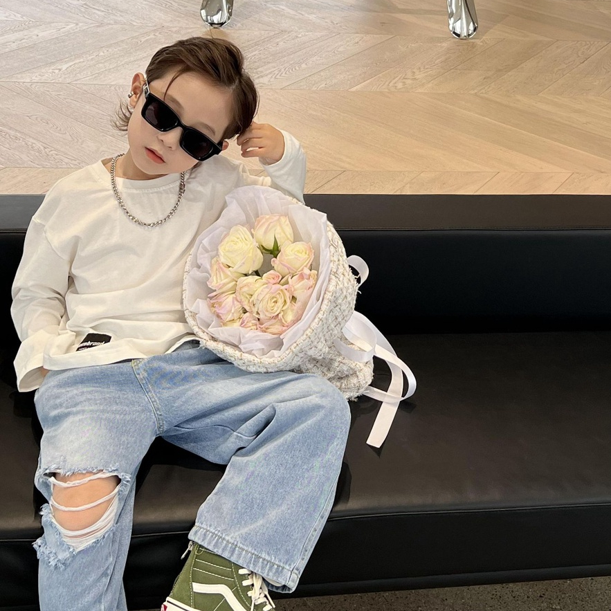 Áo thun dài tay bé trai chữ lưng A260 size 90-140, quần áo trẻ em quảng châu cao cấp