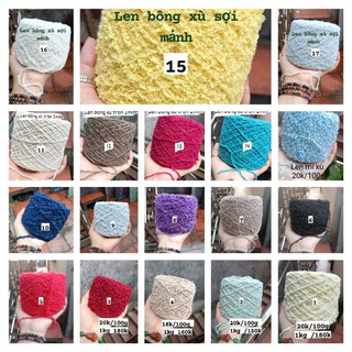 Len bông xù cuộn 100g, sử dụng đan móc áo khăn mũ,chăn ,thảm thú...Len mềm,ấm siêu nhẹ