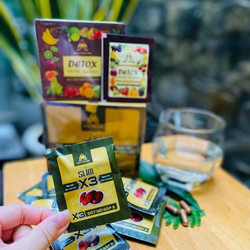 GIẢM CÂN SLIM X3 ĐÔNG Y MỘC LINH hộp 30 viên Tặng ngay  Detox đốt mỡ ban đêm