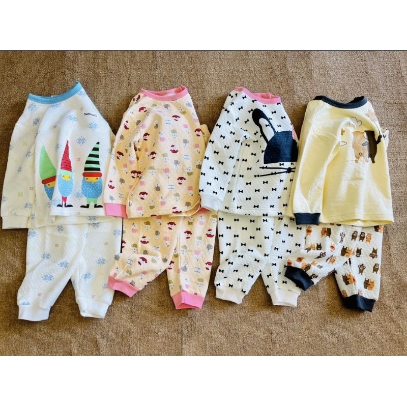 Bộ nỉ chần bông dài tay cho bé gái vải xuất Hàn dư