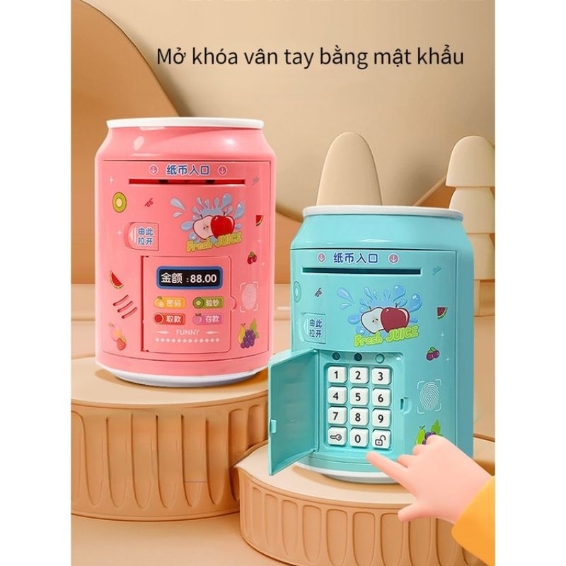 [MS009] Két Sắt Mini Thông Minh Mở Khóa Bằng Vân Tay Cho Bé Hình Lon Nước