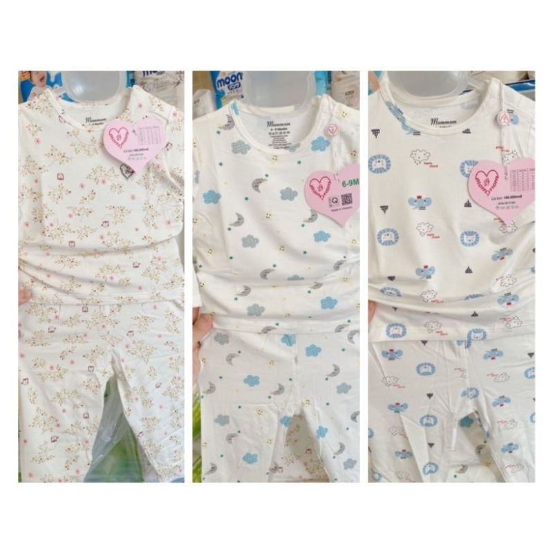 Bộ cài vai dài tay MomMom chất Bamboo siêu mịn, lì