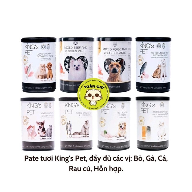 Pate KING'S PET lon 380g- Pate lon dành cho chó mèo 4 vị