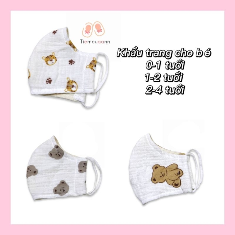 Khẩu trang XÔ MUSLIN 4 LỚP ❤ An toàn cho bé 😍TIEMCUAANN