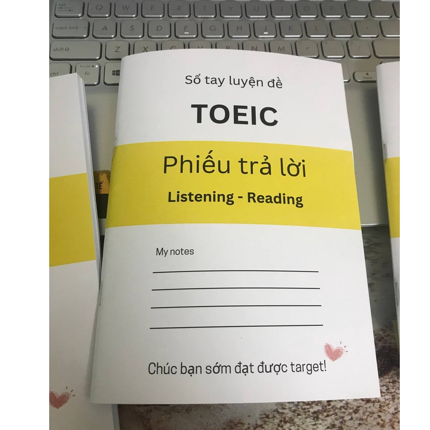 Sổ tay luyện đề TOEIC gồm 78 phiếu trả lời đề thi nghe đọc (listening - reading) khổ A5 tiện lợi