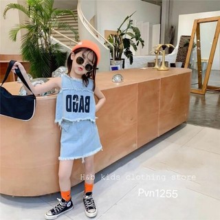 Sét váy bò kèm áo sành điệu cho bé gái 8-20kg