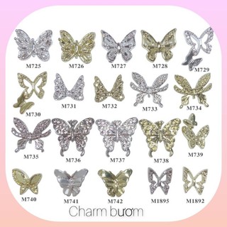 Charm bươm vàng bạc nail trang trí móng