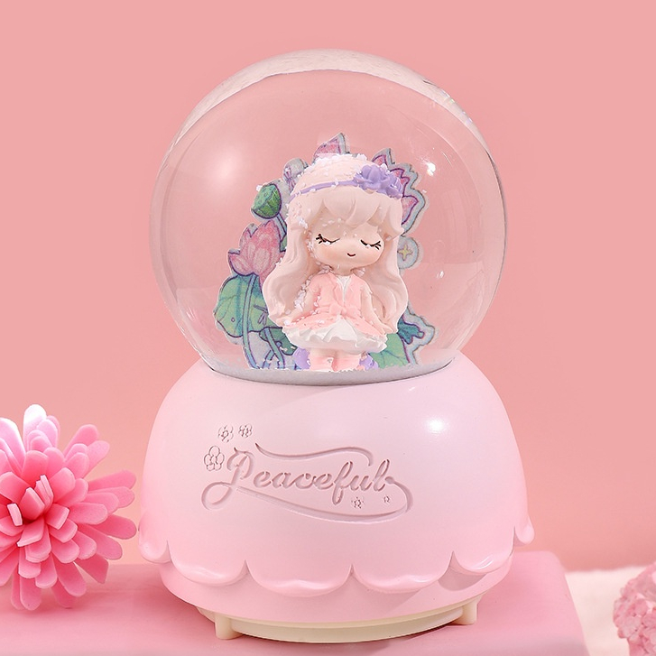 FREESHIP -  Quả cầu pha lê tuyết phát nhạc có đèn phát sáng tặng kèm pin tiện ích