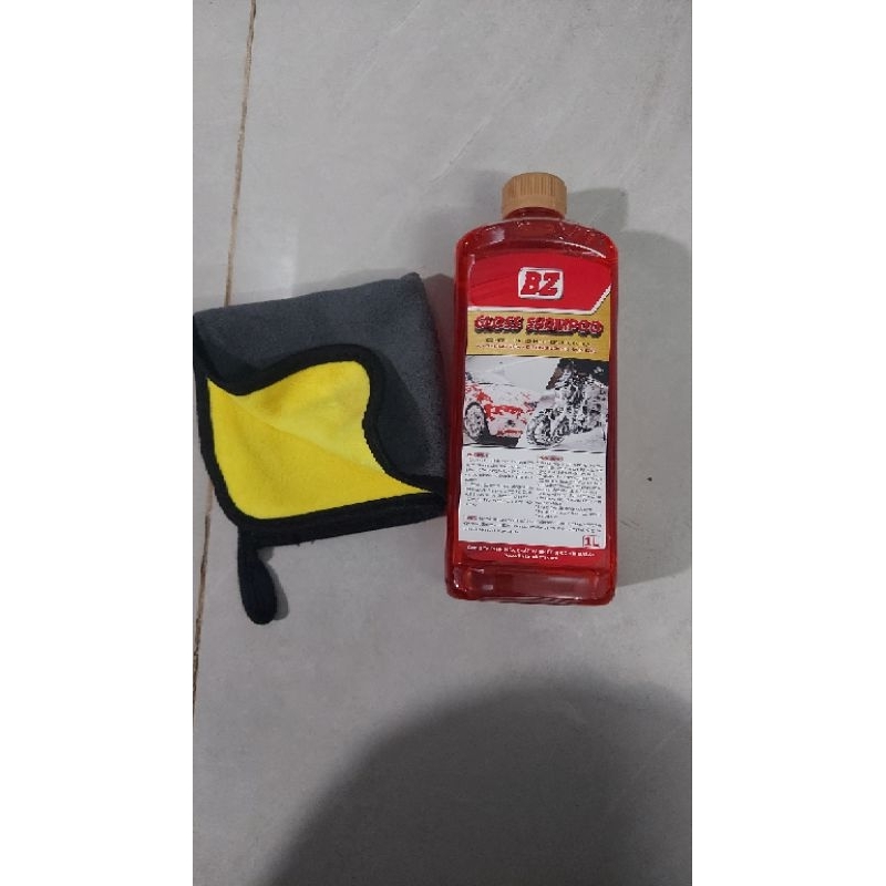 Combo Rữa xe xà bông BZ kèm bộ cọ lông heo khăn lau 2 mặt