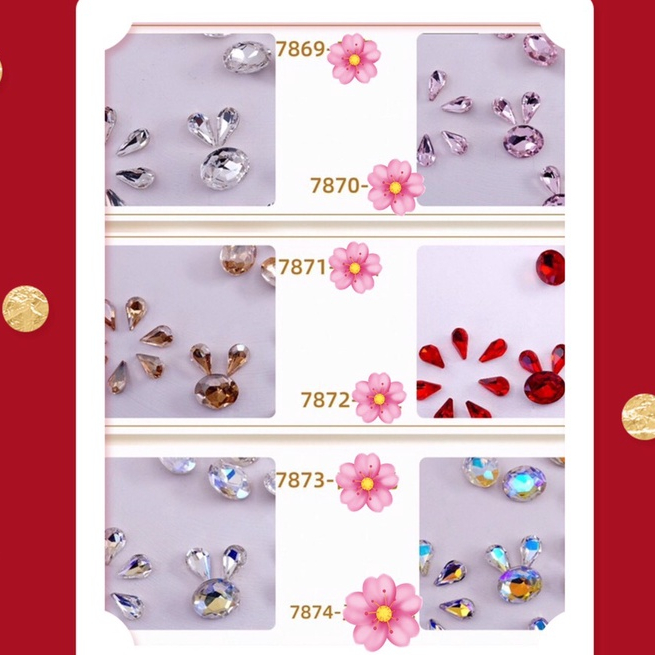 (Hàng mới về) Đá tai thỏ đính móng siêu dễ thương 35k/ set (10 con)