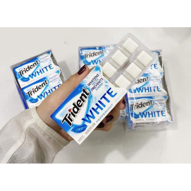 (Hàng USA) Hộp kẹo chegum (kẹo cao su Mỹ) không đường Trident White