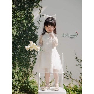 Đầm bé gái Trắng ren + kèm turban