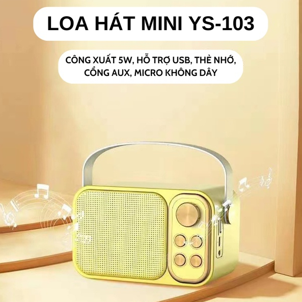Loa Karaoke Bluetooth YS-103 Kèm 1 Micro Không Dây, Âm Thanh Siêu Hay, Thiết Kế Sang Trọng Nhỏ Gọn Tiện Lợi- Techzone | BigBuy360 - bigbuy360.vn