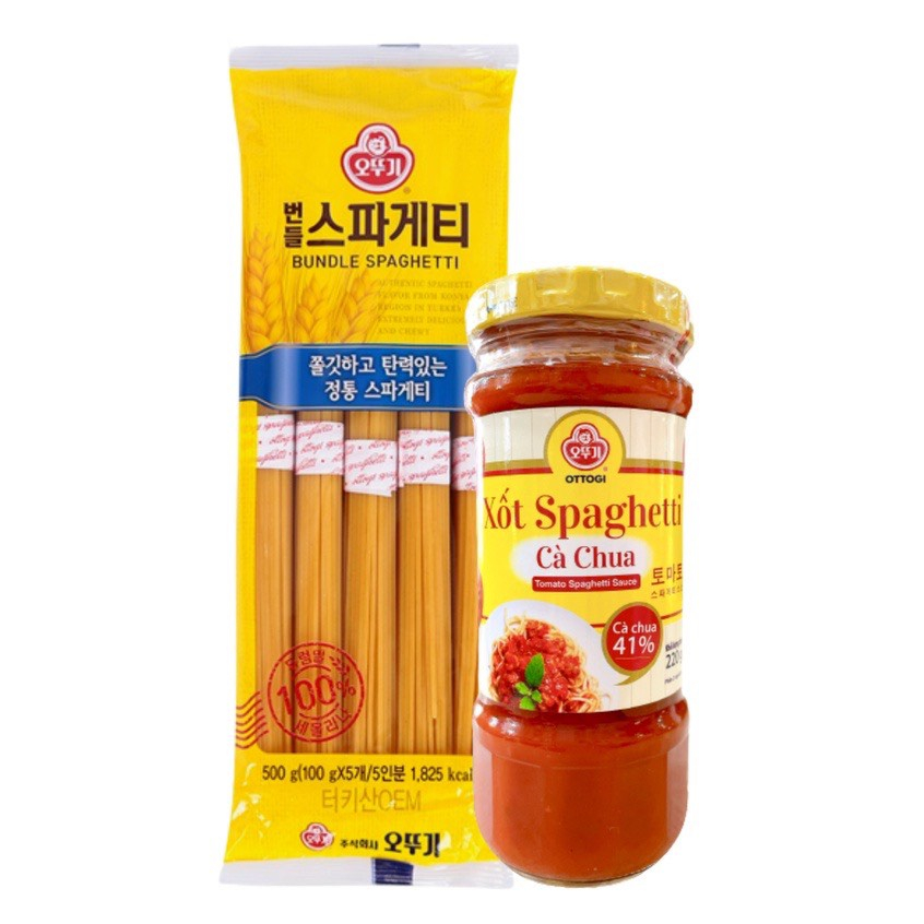 COMBO NẤU MÌ Ý SPAGHETTI  OTTOGI (500G MÌ Ý- 220G SPAGHETTI)