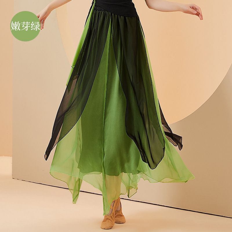 Set múa cổ trang đen xanh với váy 3 lớp siêu đẹp bằng vải voan cb3