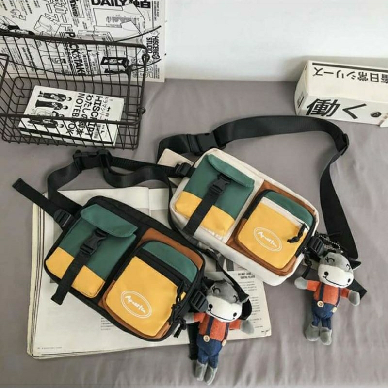 TÚI ĐEO CHÉO PHỐI MÀU 2 HỘP THỜI TRANG HÀN QUỐC CHO NAM VÀ NỮ TA060