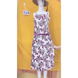 đầm voan hoa 2 dây lót thun. S628