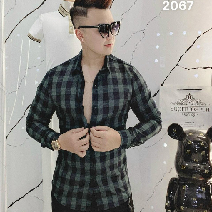 Sơ Mi Nam Kẻ Vải Hàn Trơn Mịn Không Nhăn Không Phai Không Xù