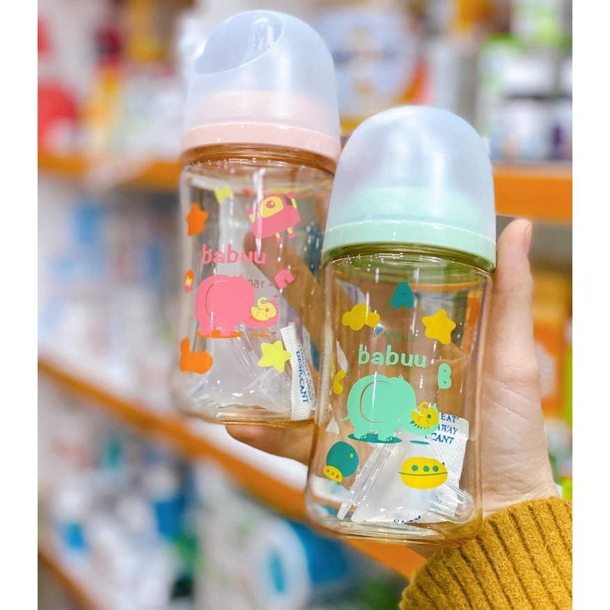 (Siêu ưu đãi ) Bình sữa cổ rộng PPSU Babuu 90ml,120ml,160ml,240ml,330ml