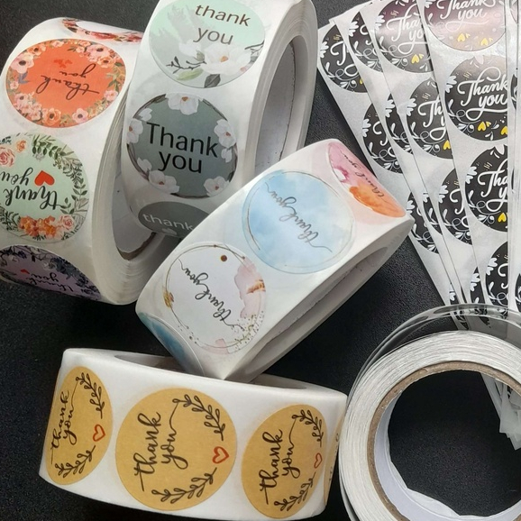 Set 10 - 50 tem thank you, cảm ơn đóng gói hàng 2.5cm