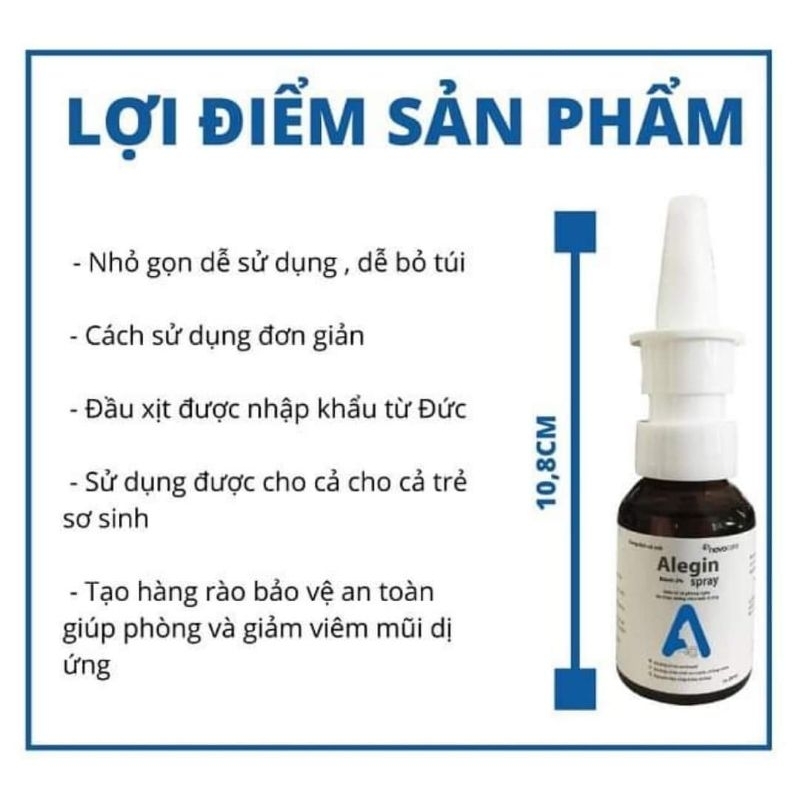 Xịt mũi Alegin Spray chứa Ectoin 2% an toàn cho trẻ sơ sinh và phụ nữ có thai