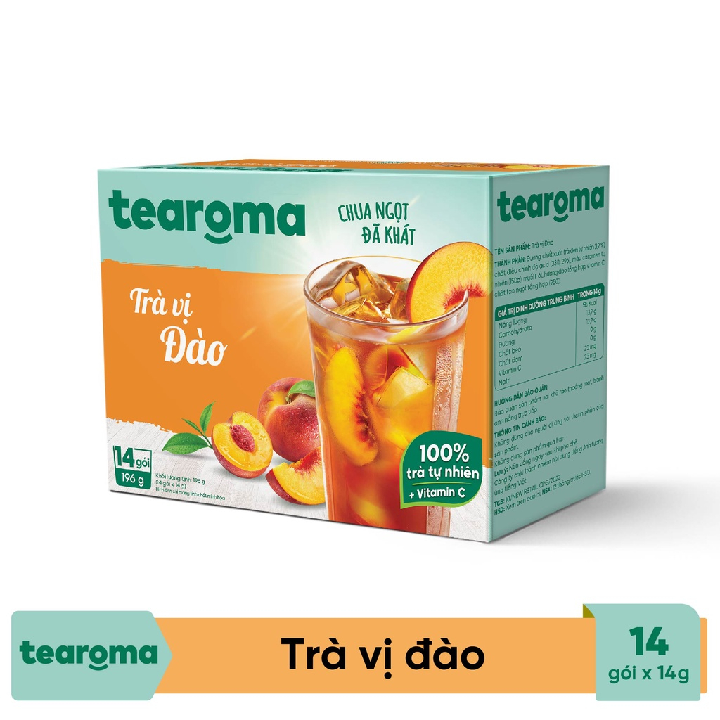 Trà Tearoma hòa tan vị Đào hộp 196g