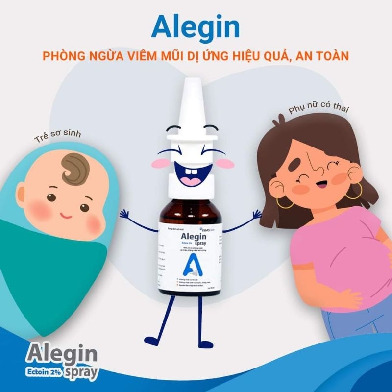 Xịt mũi Alegin Spray chứa Ectoin 2% an toàn cho trẻ sơ sinh và phụ nữ có thai