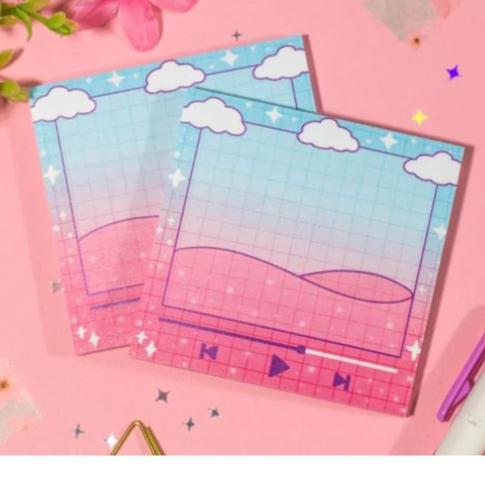 Giấy note giấy nhớ Nhà Múp giấy ghi chú dễ thương MUSIC PLAYER 9*9cm tập 45 tờ