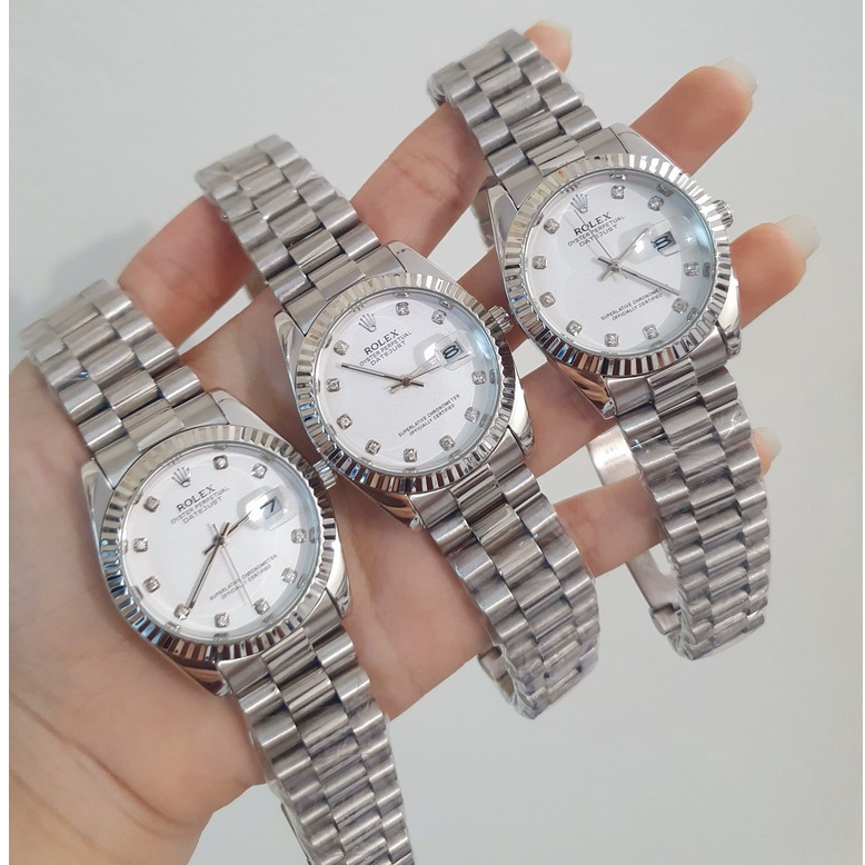 Đồng hồ đeo tay Rolex viền trơn kẻ sọc sang trọng đẳng cấp, Đồng hồ nam dây thép đúc đặc nguyên khối mạ không gỉ | BigBuy360 - bigbuy360.vn
