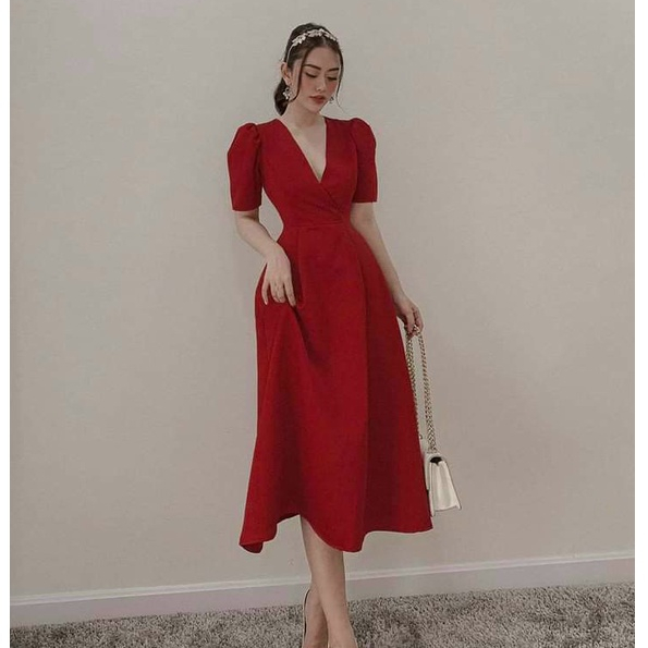 Đầm Dự Tiệc Cổ Tim,Maxi Xoè Tay Phồng Chất Tafta Cao Cấp mịn 2 Lớp full ( Tặng Kèm Tag Hoa Rời) Thời Trang Thiết Kế [MJP