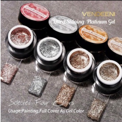 (Hàng mới về) Gel nhũ vẽ viền kim tuyến Platium VENDEENI siêu sáng dành cho Nail