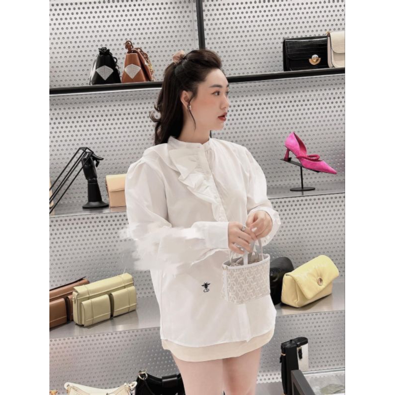 ÁO SƠ MI TRẮNG CỔ TRÒN ZAR.A CON ONG TIỂU THƯ