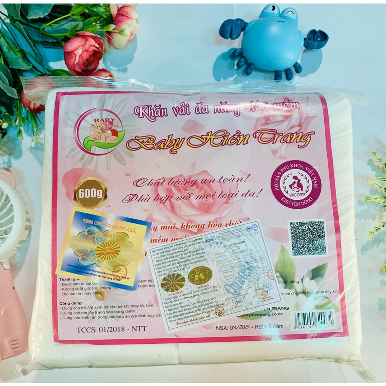Gói 600gr khăn khô đa năng Hiền Trang, gói to tiết kiệm Khăn vải khô đa năng Baby Hiền Trang khoảng 500 tờ