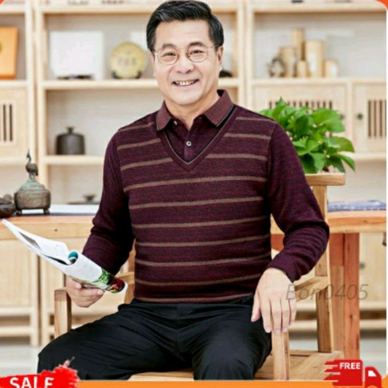 Sẵn Áo Len Nam Trung Niên Lót Nỉ Cho Bố Cho Ông.