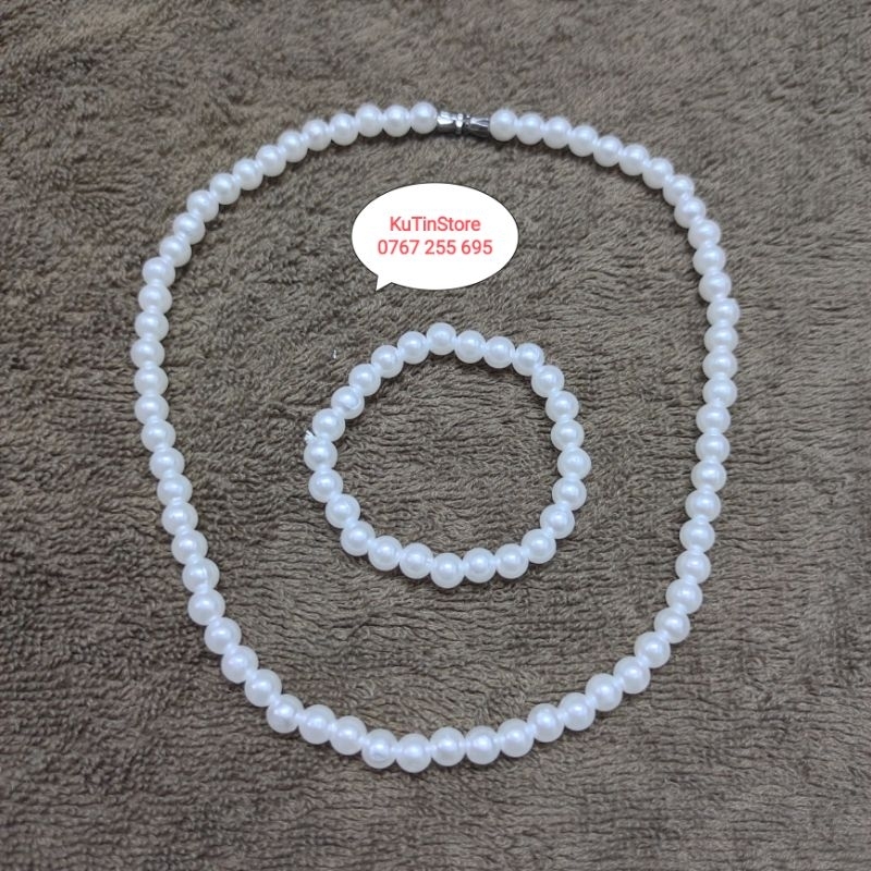 Dây chuyền ngọc trai nhân tạo hạt 8 li cho mẹ và bé